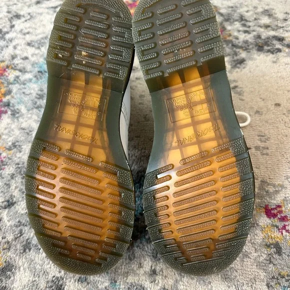 Dr Doc Martens 1460 Pascal Virginia Leather White Combat Boots Blanche Size 7 Wo - Picture 6 of 6